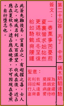 关帝灵签 第24签解签：中吉 端木结驷连骑