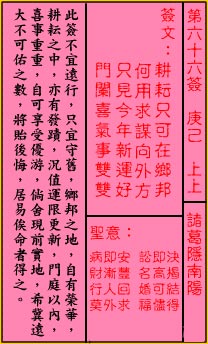 关帝灵签 第66签解签：上上 诸葛隐南阳