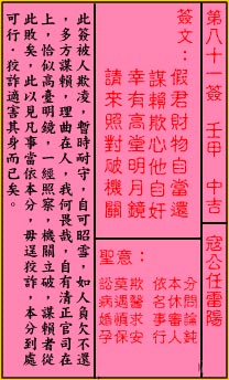 关帝灵签 第81签解签：中吉 寇公任雷阳